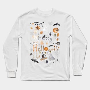 happy halloween watercolor Long Sleeve T-Shirt